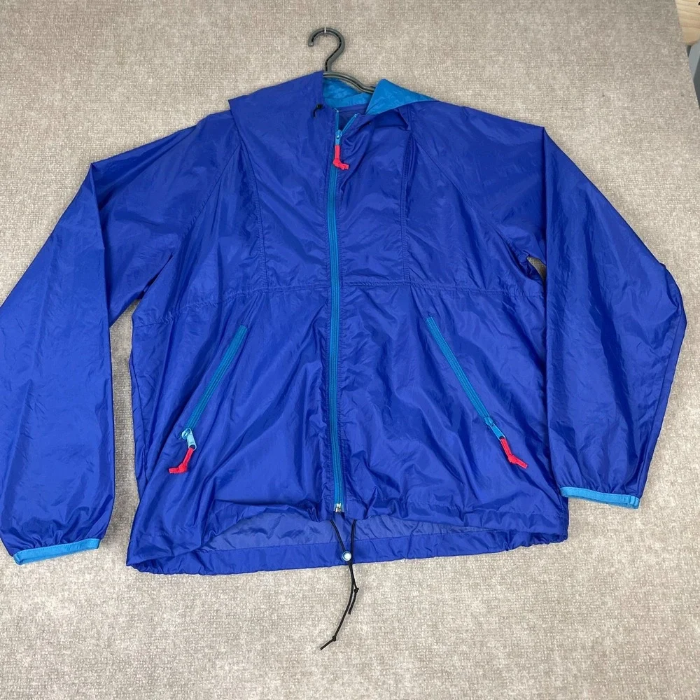 Sierra Designs Windbreaker Jacket Mens Large Blue Full Zip Hooded Lightweight